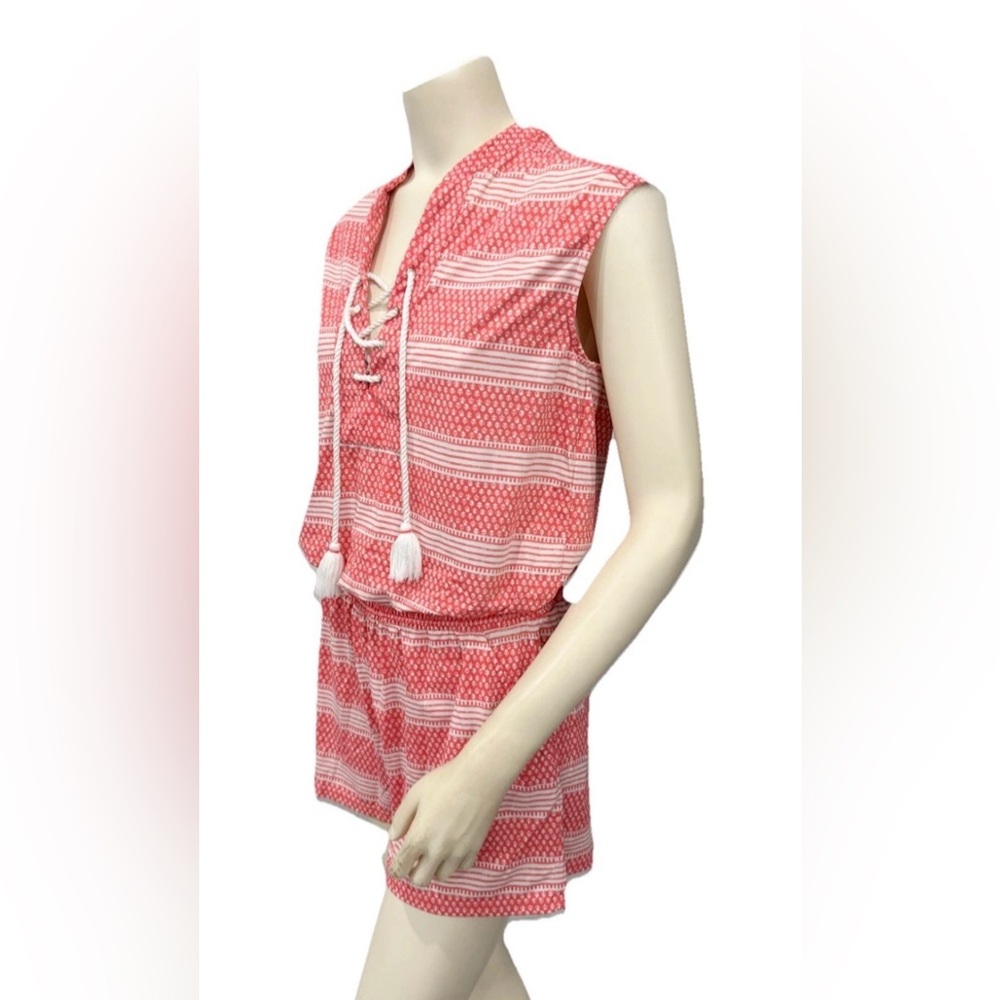 Cabana Life Romper Small – Striped Anchor Print Tassel Tie Sleeveless